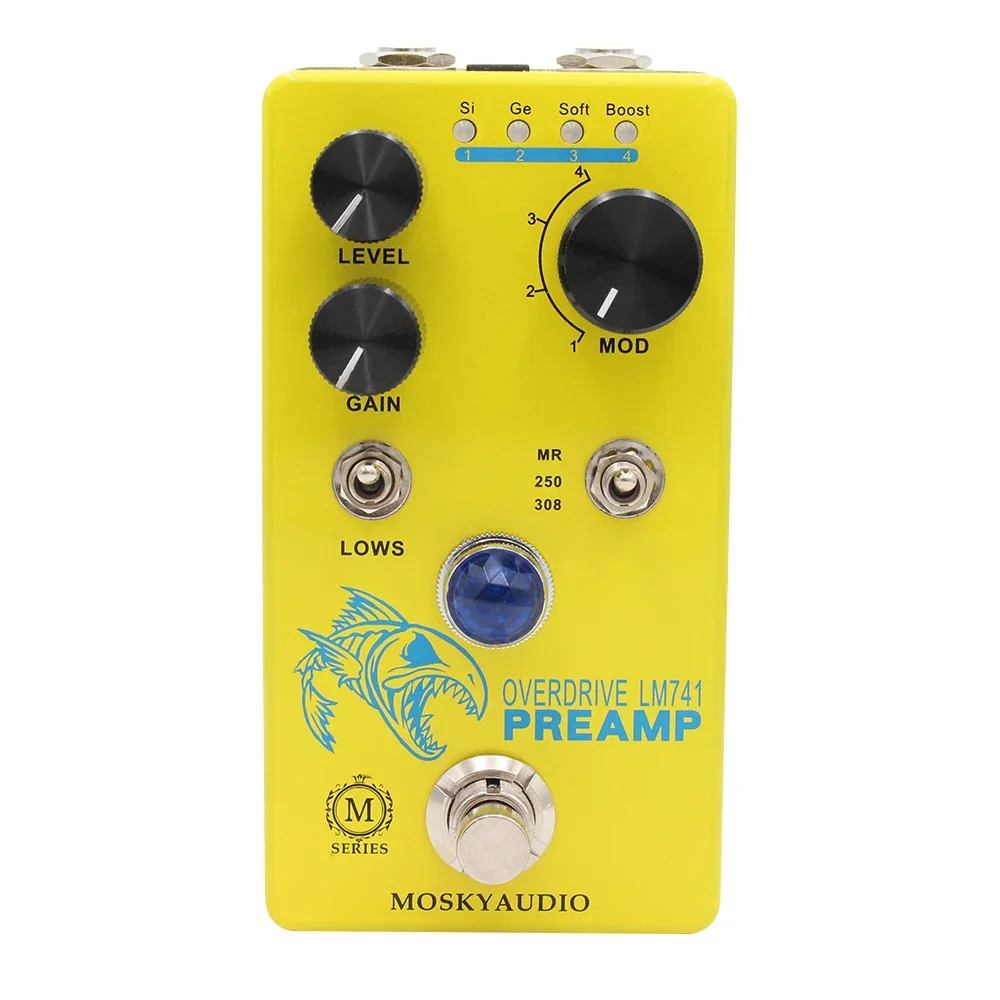 MOSKYAUDIO 4 Modes Button Suitable for Guitar Bass Effect Stompbox LM741 Preamp Guitar Pedal Distortion Overdrive True By
