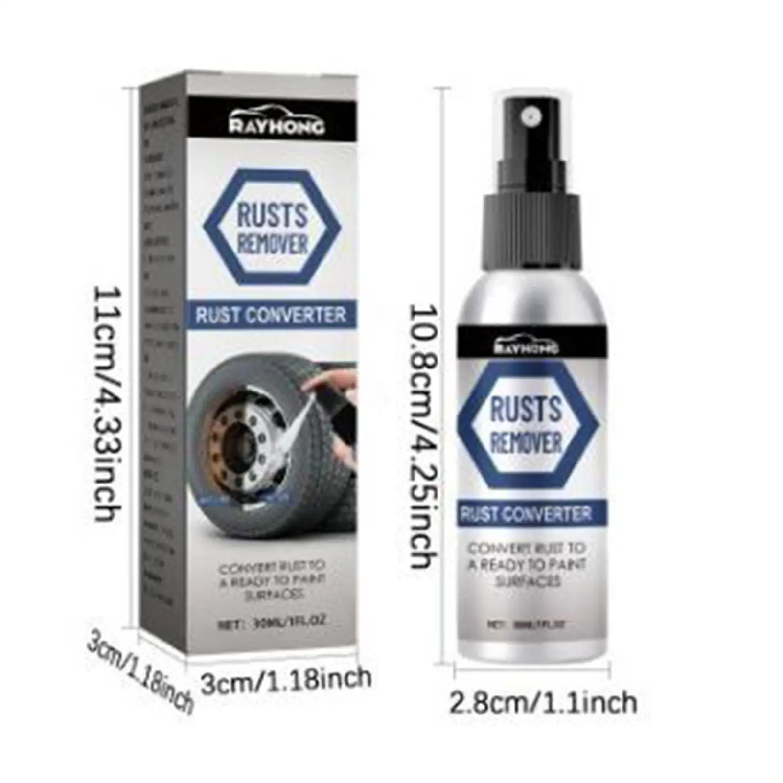 Spray convertidor de óxido de 30 ml, lubricante de renovación multifuncional para tratamiento de chasis antioxidante, pintura metálica de coche