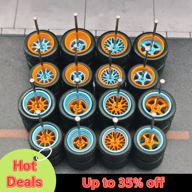 1/64 Gulf Series Wheels with Rubber Tires for Diecast Model Car Matchbox Tomica Supercar D:11*13mm 1 Set