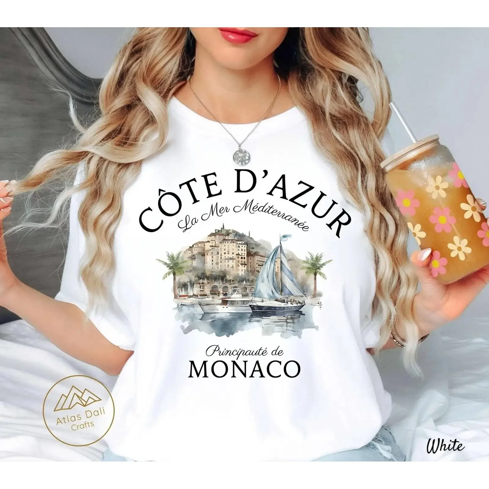 Monaco Côte d'Azur T Shirt Travel Trip Souvenir vintage Washed streetwear homme Versatile Unisex graphic fashion Stretched