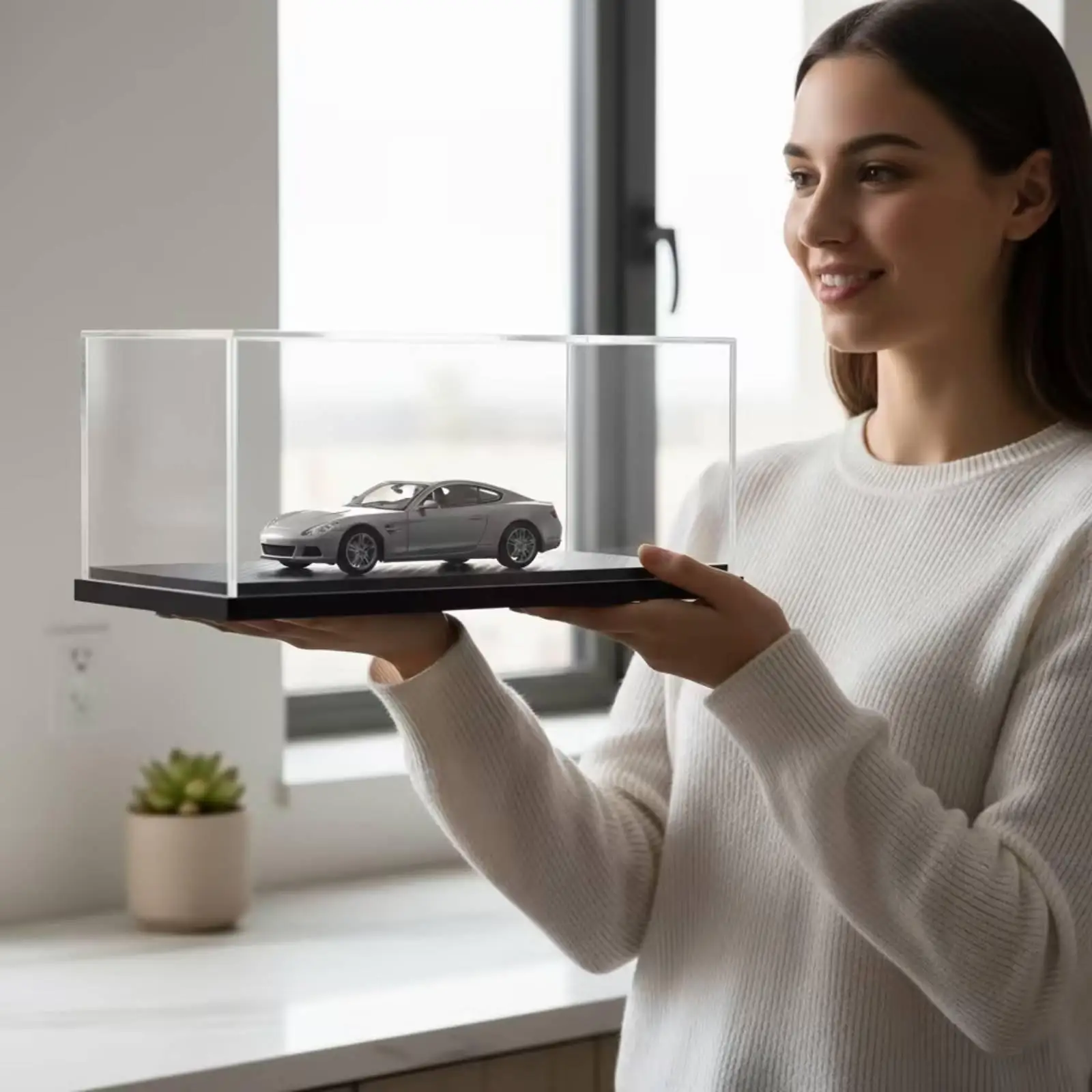 Model Car Display Enclosure with Base High Optical Clearness Showcase