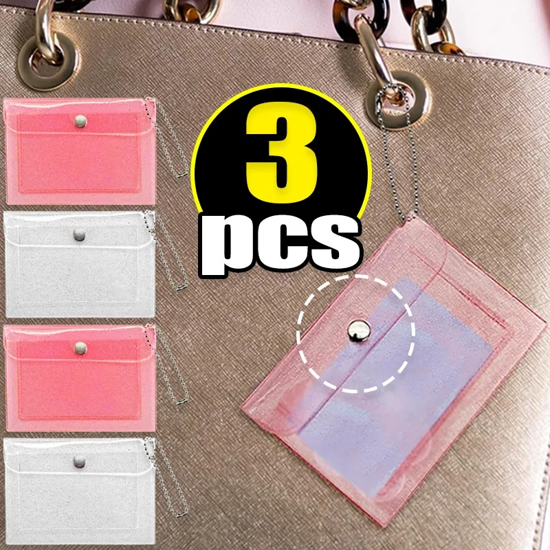 PVC Small Objects Storage Bag Transparent Lightweight Coin Purse Convenient Button Closure Small Jewelry Pouch Bank Card Bags