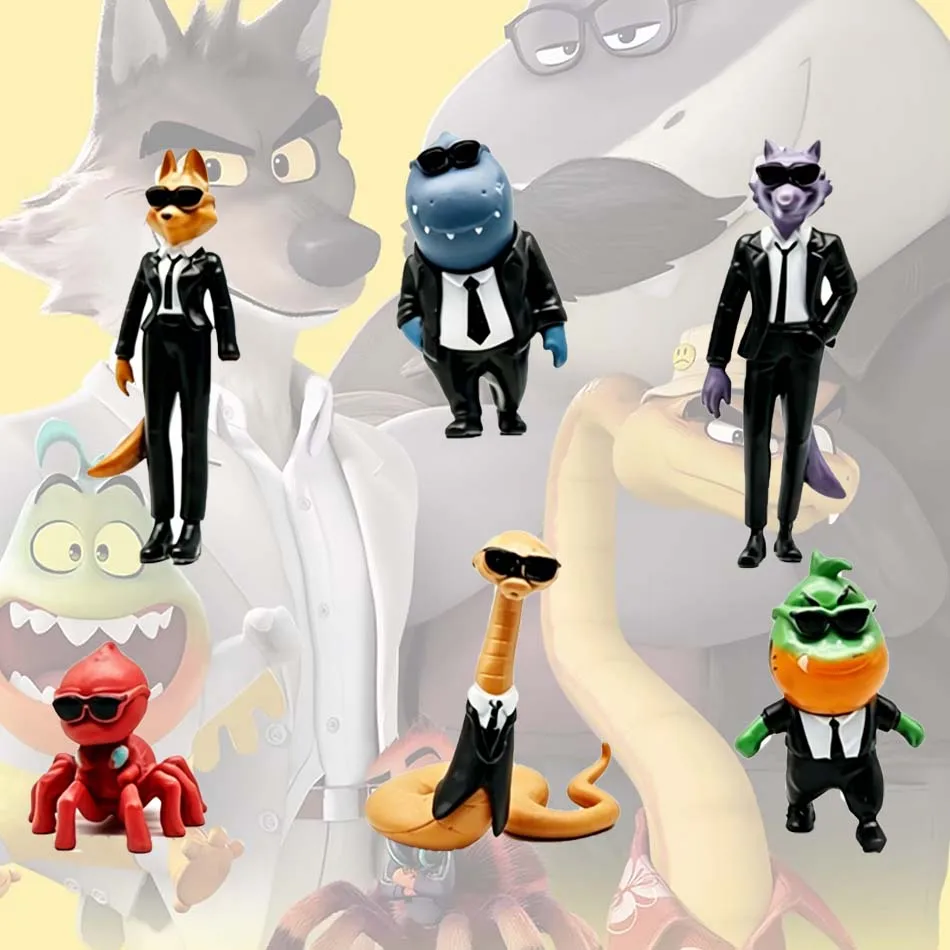 Neue Filmfigur „Die Bad Guys“ Actionfiguren Spielzeug Kawaii Wolf Piranha Schlange Hai Tarantula Anime Puppe PVC Tierfigur Geburtstagsgeschenk