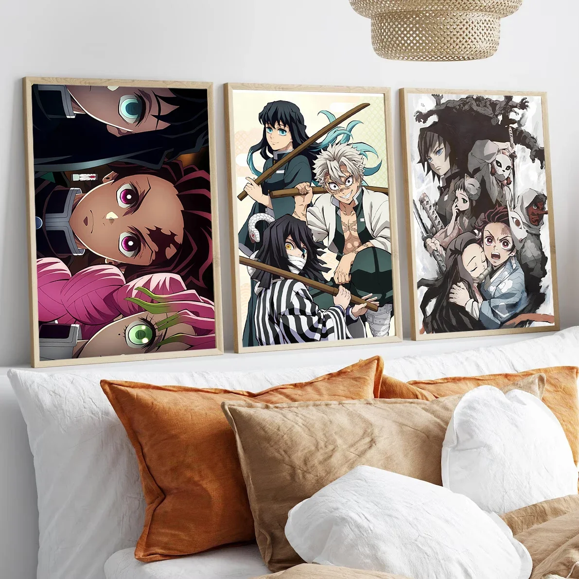 شيطان القاتل هاشيرا تانجيرو أنيمي ذاتية اللصق ملصق خلفية أرقام ديكور فني الرسوم المتحركة طفل هدية ديكور المنزل اللوحة