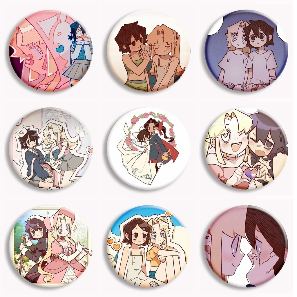 Manhwa I Love Amy Soft Button Pin AMY x BIBI Anime Fanart Brooch Lesbian Manga Badge Bag Decor Accessories Fans Collect Gifts