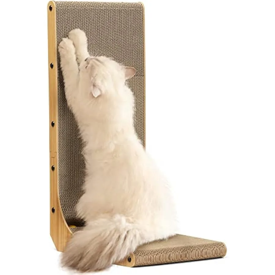 L Shape Cat Scratcher 26.8 Inch Wall Mounted Cat Scratch Pad with 5 PCS Scratching Boxes