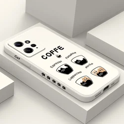 Coffee Cute Cat Phone Case For Xiaomi Redmi Note 14 13 12 12S 11 11S 10 10T 10S 9 9S 8 7 Pro Plus 4G 5G Liquid Silicone Cover