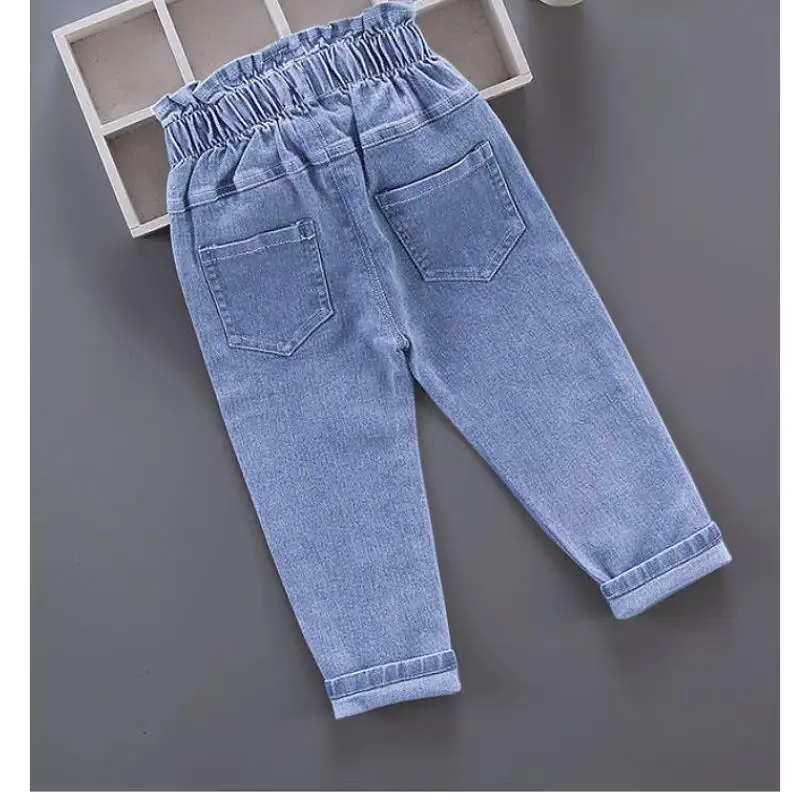 Jeans for Kids Girls Trousers Autumn 2024 New Spring Fashion Casual Strawberry Embroidery Baby for Girl Denim Long Pants 1-6y