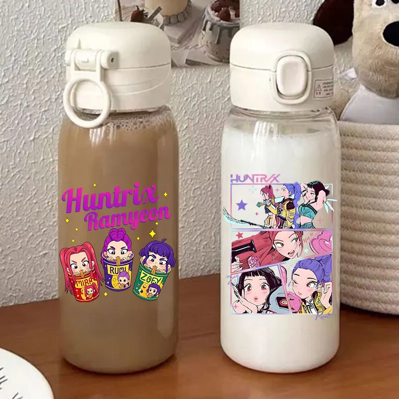ل KPop شيطان الصيادين 400/600 مللي الأطفال الكرتون كوب بلاستك أنيمي HUNTR/X شفافة القش زجاجة ماء الهدايا الطرفية