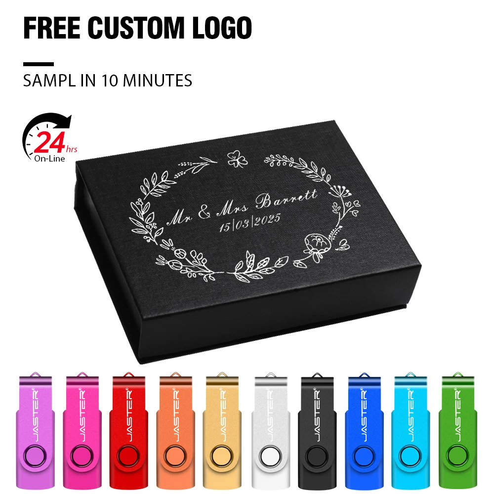 

Free Custom Logo Memory Stick 128GB Business Gift Pen Drive 64GB Paper Box USB Flash Drive 32GB Black Pendrive 16GB Plastic USB