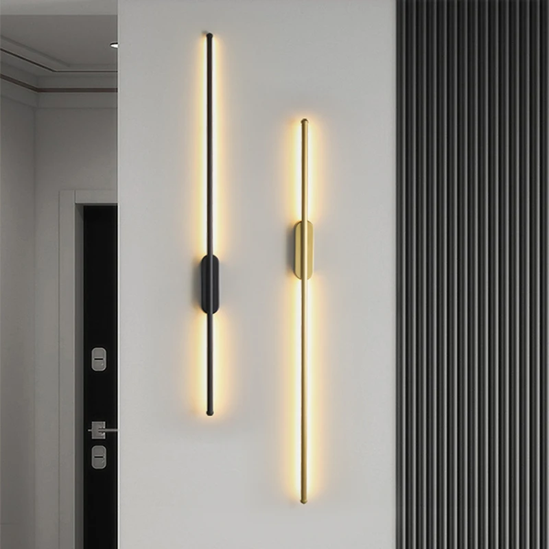 Gold Black Indoor LED Wall Lights Fixtures Wall Lamps Decro for Corridor Hall Kitchen Long Strip Wall Sconce for Bedroom Stairs