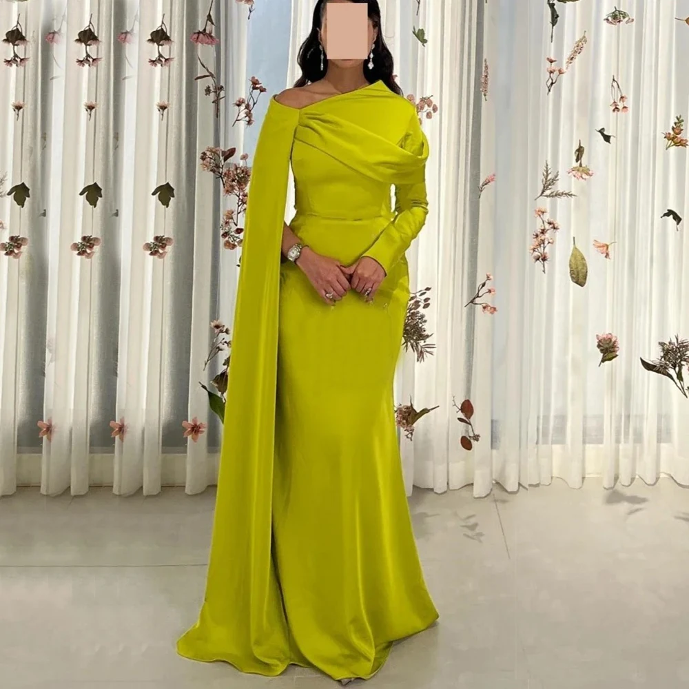 

Arya Saudi Arabia Evening Dress Customized One Shoulder Long Sleeves Mermaid Floor Length Jersey Women Formal Occasion Gowns