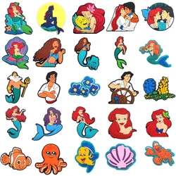 8-27pcs/set Disney Mermaid Princess series for Cartoon Shoe Charms Accessories Fit Shoes/Wristbands Classic Clog Kids Gifts