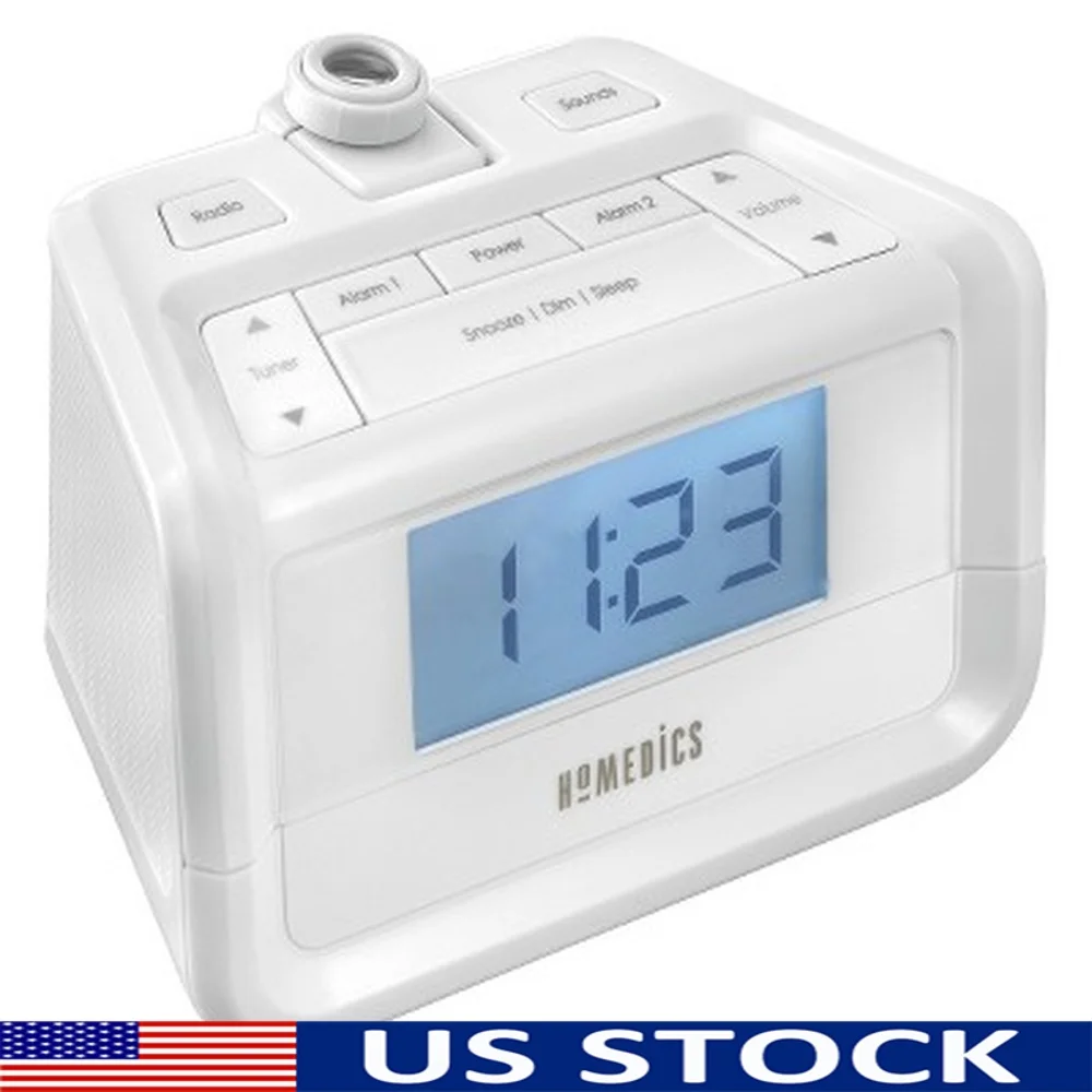 

Digital Alarm Clock with Night Light Projection Sound Machine 8 Soothing Sounds Dual Alarm FM Radio LED Display Automatic Time