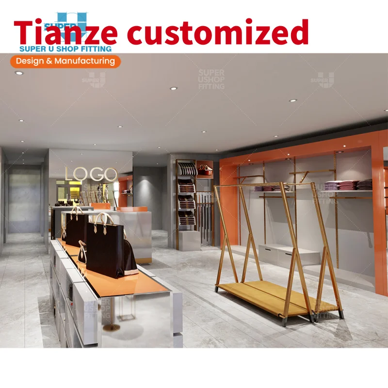 

(Customized) luxury handbag store interior design showroom wooden display furniture bags display showcase with light