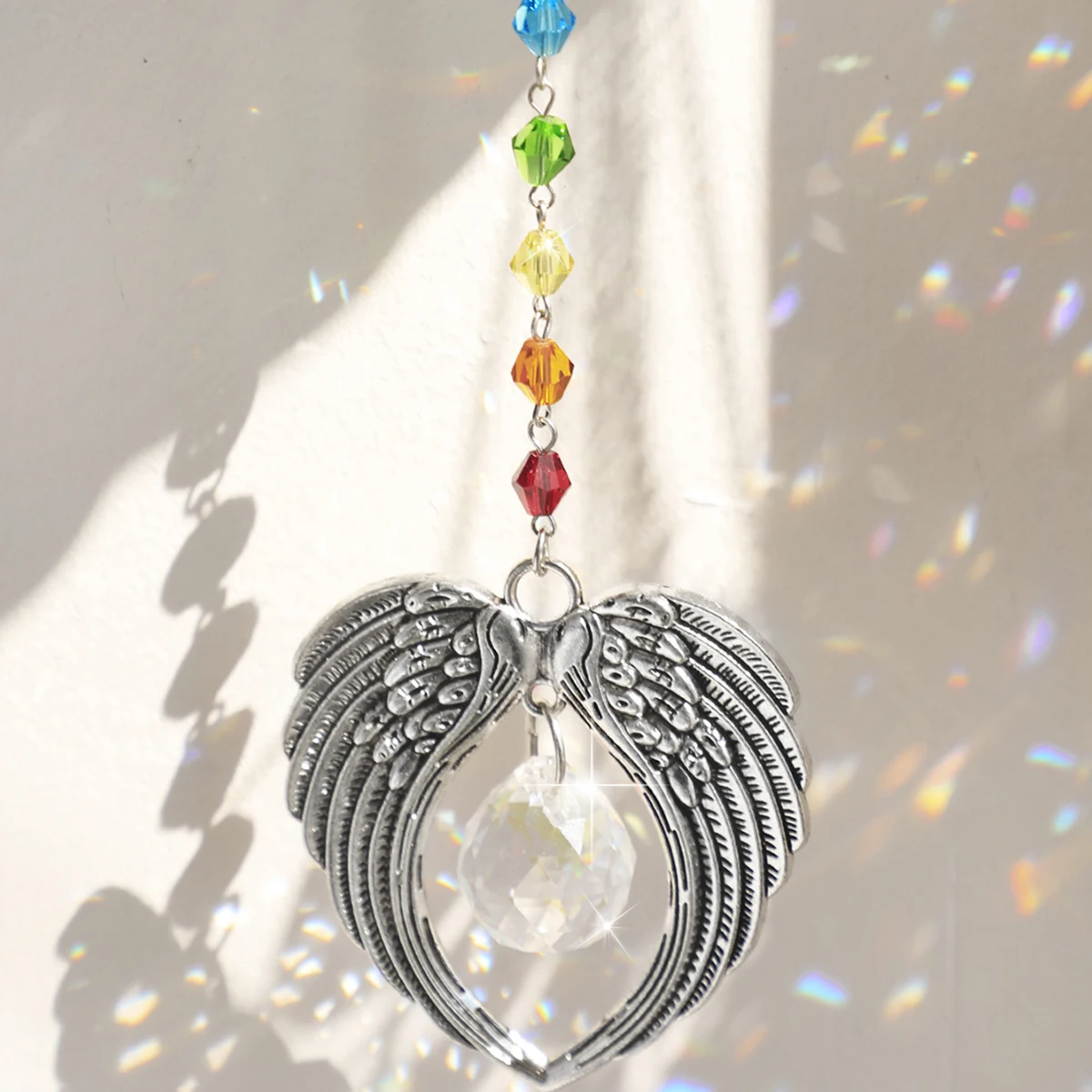 Angel Wings Crystal Suncatcher Hanging Prism Sun Catchers Window Garden Decor Car Decor Rainbow Maker Suncatchr For Car Gift