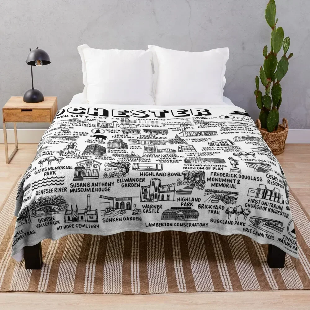 

Rochester New York Map Art Throw Blanket Warm Cozy Throw Blanket for Living Room Couch
