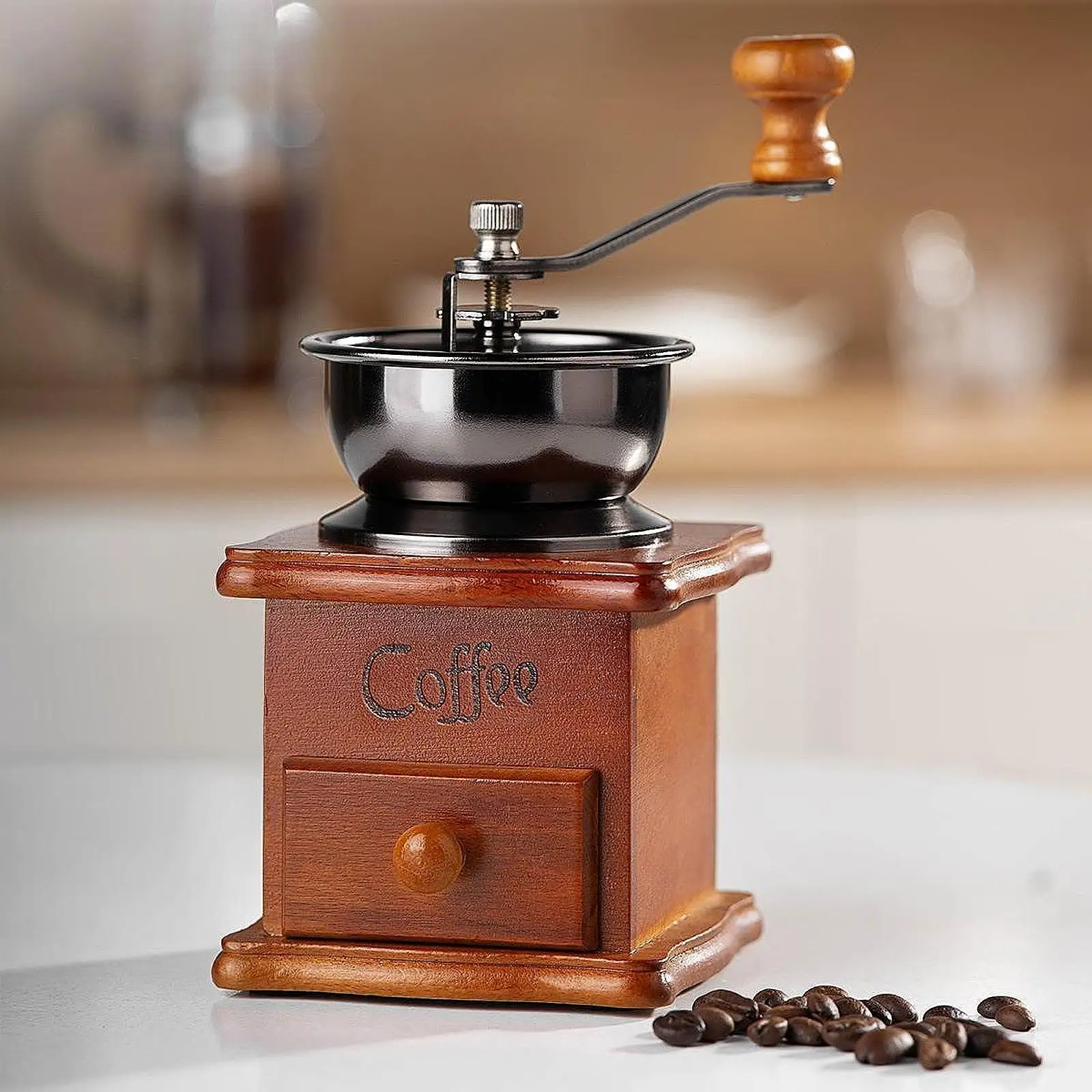 Ручная кофемолка для кофейных зерен, ретро коническая мельница, портативная классическая ручная кофемолка для офиса, путешествий, дома, подарок, пресс