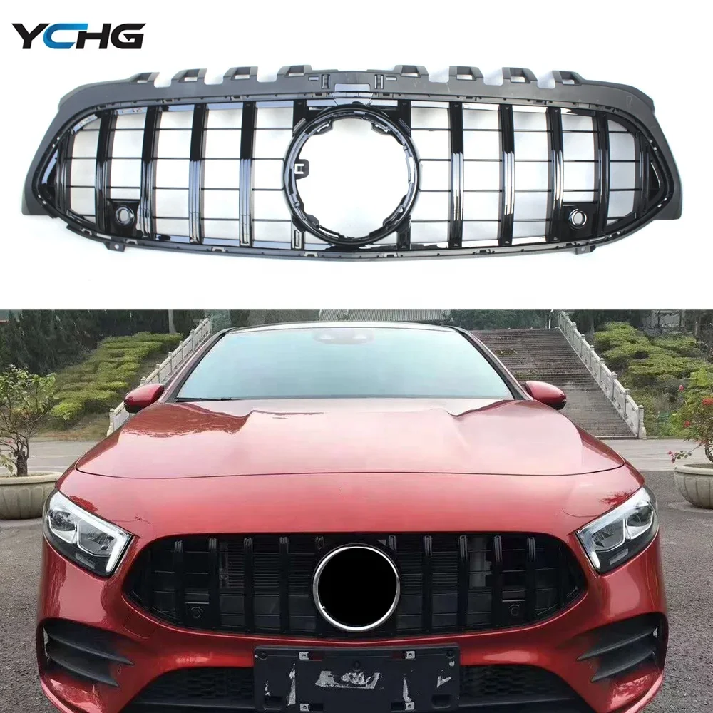 

W177 GT ABS Black Grille for Mercedes Benz A class Front Bumper Grille Mesh A180 A200 A250 A45 2018+ Racing Hood without emblem