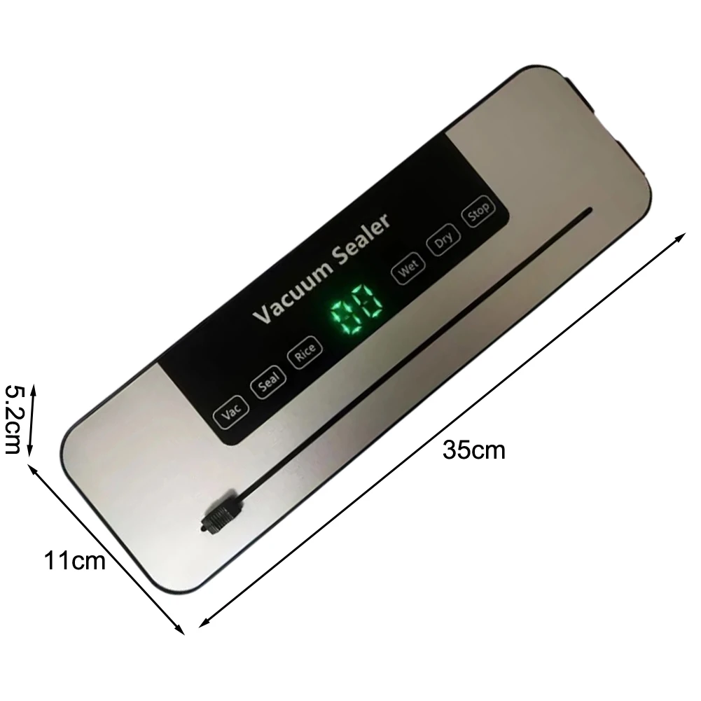 6-in-1 For Food Vacuum Sealer Machine with Built-in Cutter Automatic Dry Wet Sealing Digital Timer 35 x 11 x 4.5 cm Size