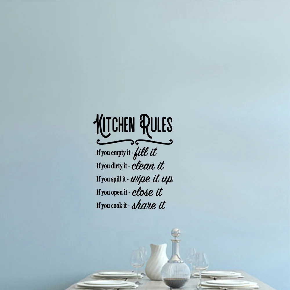 1 pc important kitchen rules Wall Sticker Removable Wall Stickers Diy Wallpaper family decor Nature Decor Art Decor Wallpaper