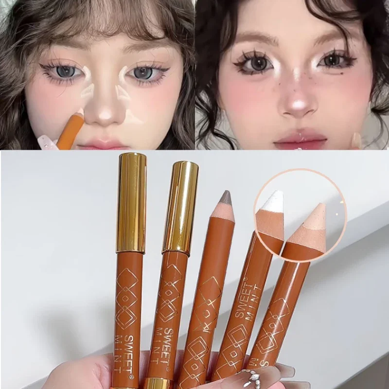 双頭輪郭ペン顔明るく鼻シャドウ自然な輪郭 3D ハイライターシェーディングスティック顔韓国メイク