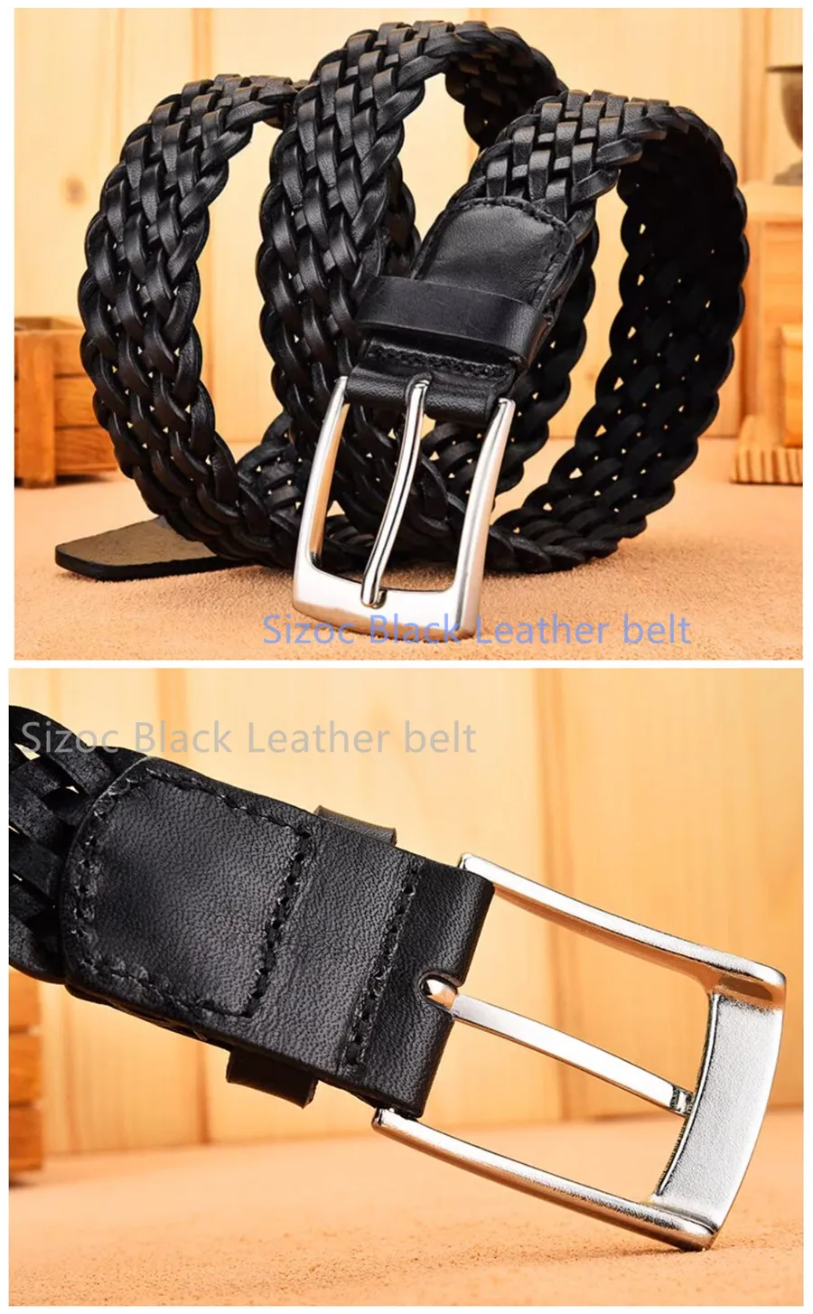 3.5cm Wide Men Real Cowhide High Quality Belts Full Grain Genuine Belt Without Leather Box Knitting Woven Hand 110cm 120cm Brown