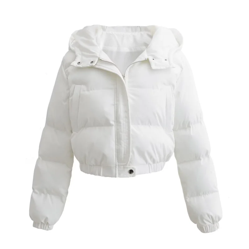 Women Turn-Down Collar Cotton Coat, Casual Jacket, High Quality Clothes, Short Pockets, Zippers, Warm, New, Autumn, Winter