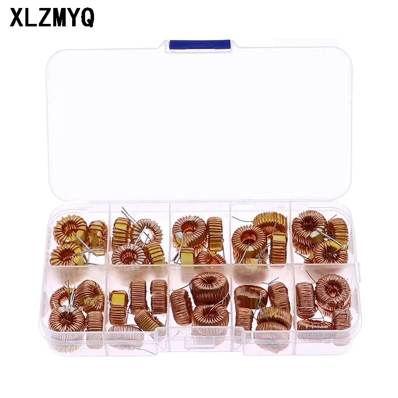 50pcs Toroid Core Inductor Wire Wind Wound DIY Kit Box 10uH 22uH 33uH 47uH 47uH 56uH 100uH 220uH 330uH 470uH Inductors