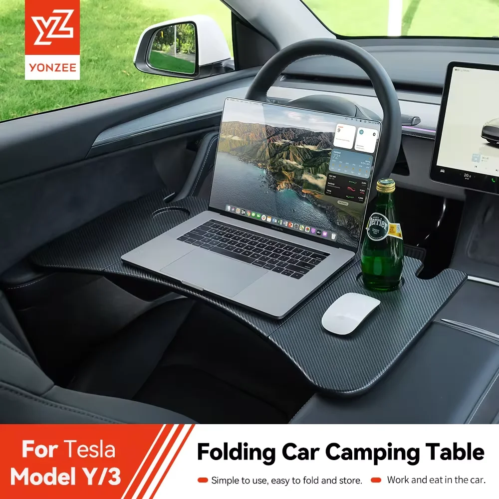 

YZ Table Desk For Tesla Model 3 2024 Car Steering Wheel Laptop Tray Food Desk Portable Office Table for Tesla Model3 2022 ModelY