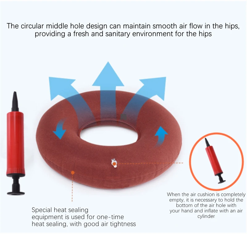 

Anti pressure sore cushion Inflatable Anti-Bedsore Mattress Mat Circular Patient long lasting sitting Office cushion Chair pad