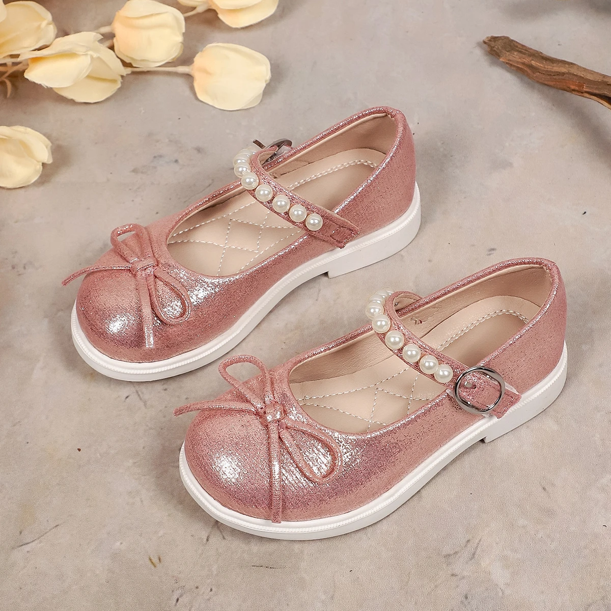 Children Flats Spring Autumn Girls Ballet Shoes Fashion Luxury Rhinestone Princess Causal Kids Leather Shoes Slip-on Versatile