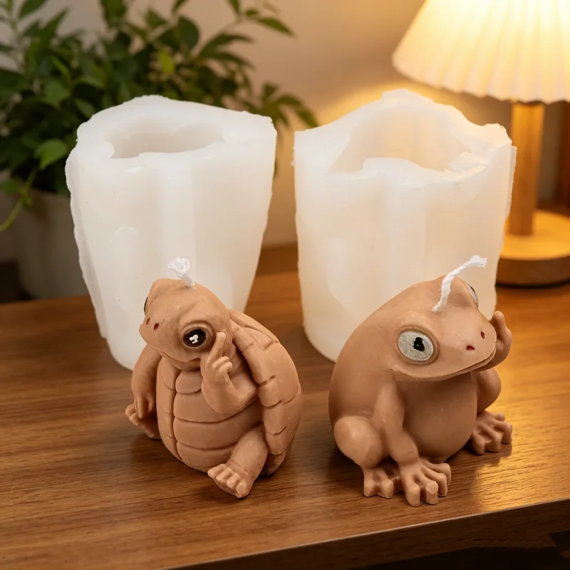 Funny Thinking Pose Animal Candle Silicone Mold Cute Highland Cow Turtle Frog French Bulldog with Thinking Gesture Decor Gifts