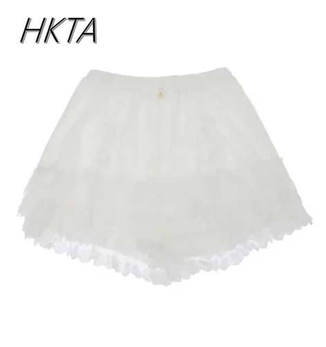 Japanese Style Sweet and Cute Shorts Women Female Lace Bow Small Heart Elastic Waist Leggings Shorts Lolita Lace Shorts Lolita