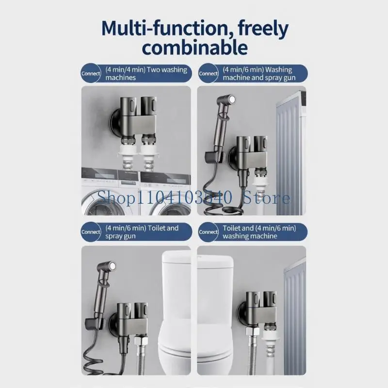 02DC Metal Split Supply Tap Part for Washer Hose and Utility Faucet Use in Laundry Room, Wash Area and Daily Household Use