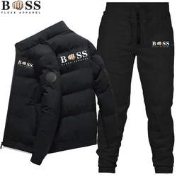 2024 Mode Winter koreanische BSS Flexx Bekleidung Herrenmode warm neue wind dichte hochwertige Polyester Reiß verschluss Jacke und Hose 2-p