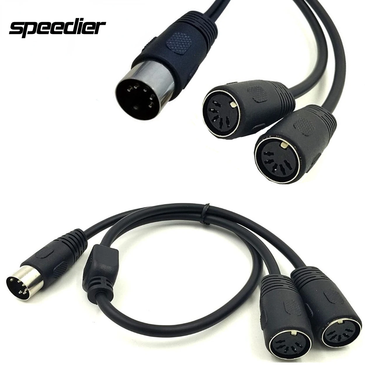MIDI DIN 5-Pin Splitter Y Adapter Cable, MIDI 5Pin Male  To Dual 2 X DIN-5 Female Extension Audio Cable For MIDI Keyboard 50cm