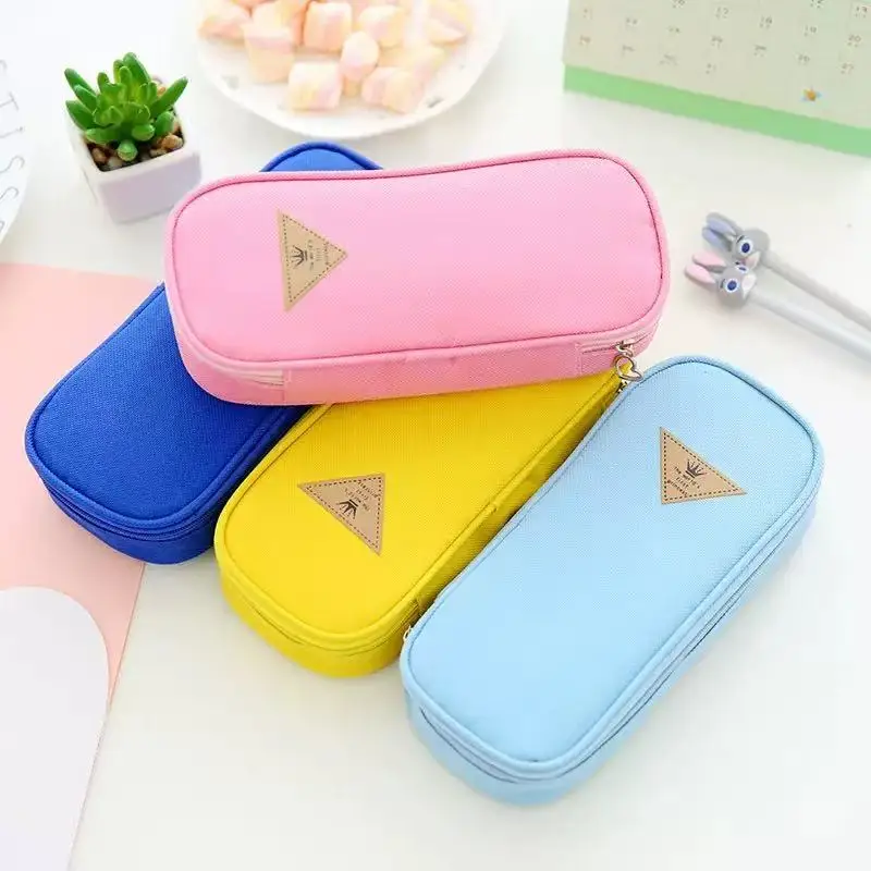 Einfarbig Kleine Frische Innovative Geschenk Dreieck Muster Pull Tasche Lagerung Zipper Bleistift Kawai Schreibwaren Box Schule Liefert