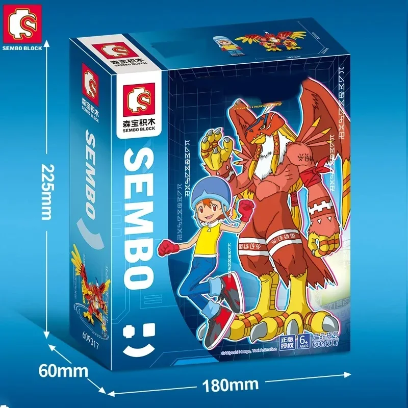 SEMBO BLOCK Digimon Adventure Anime Block Action Doll Model Garudamon Metal Greymon Children's Model Puzzle Toy Birthday Gift