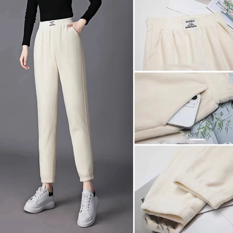 Pantalones de chándal de lana para mujer, pantalones cálidos hasta el tobillo, pantalones de protección, pantalones deportivos casuales, Leggings gruesos cálidos, moda de invierno, nuevo