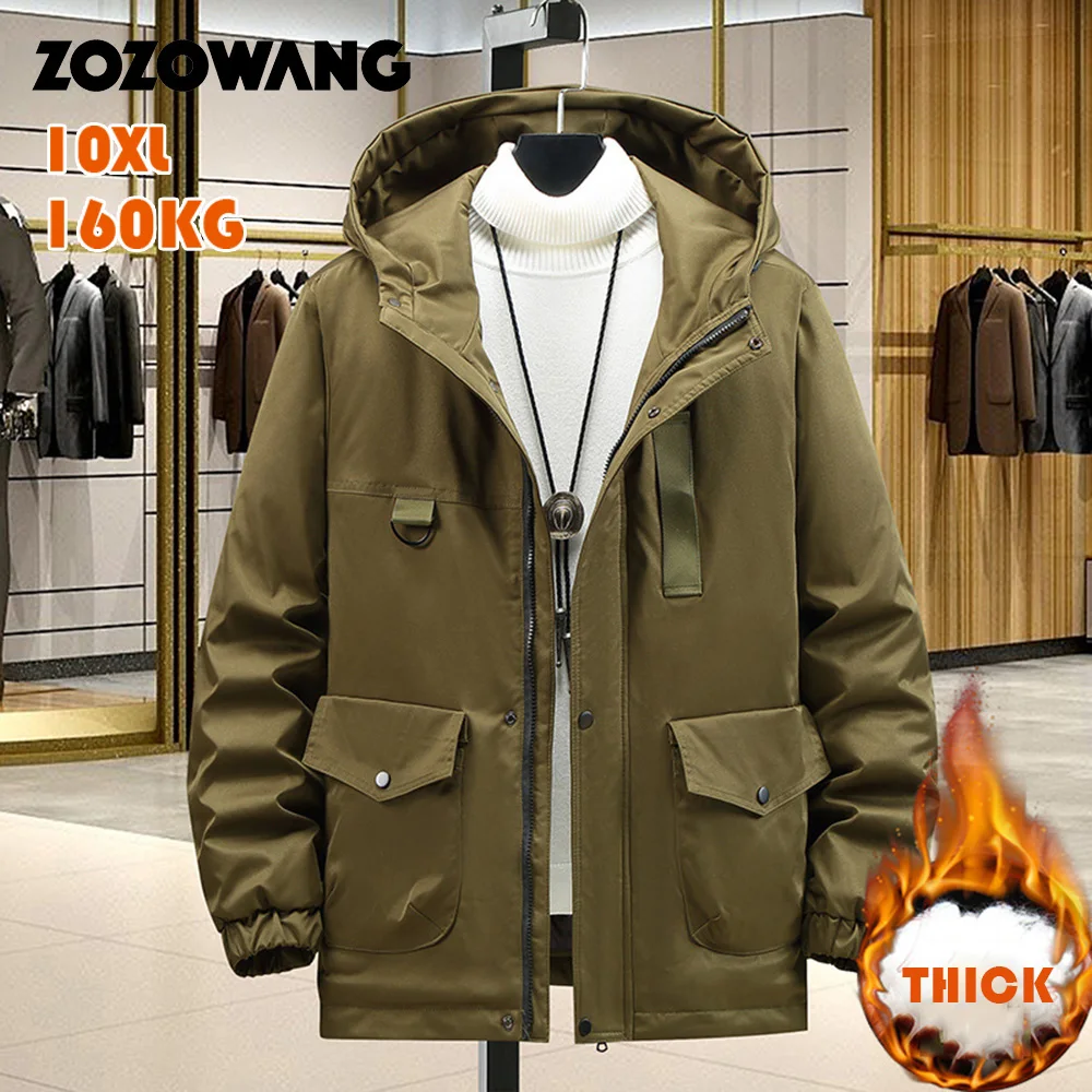 ZOZOWANG-ropa informal para hombre, chaqueta gruesa de 160kg, Parkas acolchadas de algodón, talla grande 9XL, 10XL, Invierno