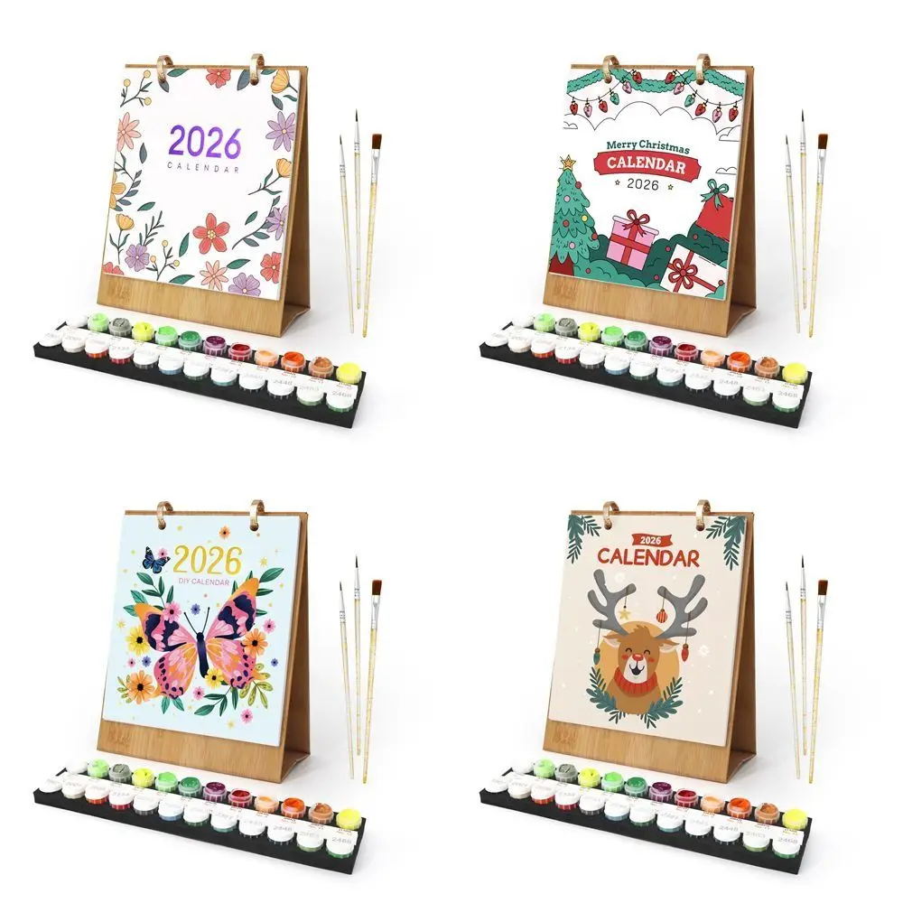 DIY Paint Desk Calendar Paint by Numbers Christmas Pattern Hand Drawn Calendar Creative Ornament Christmas Calendar