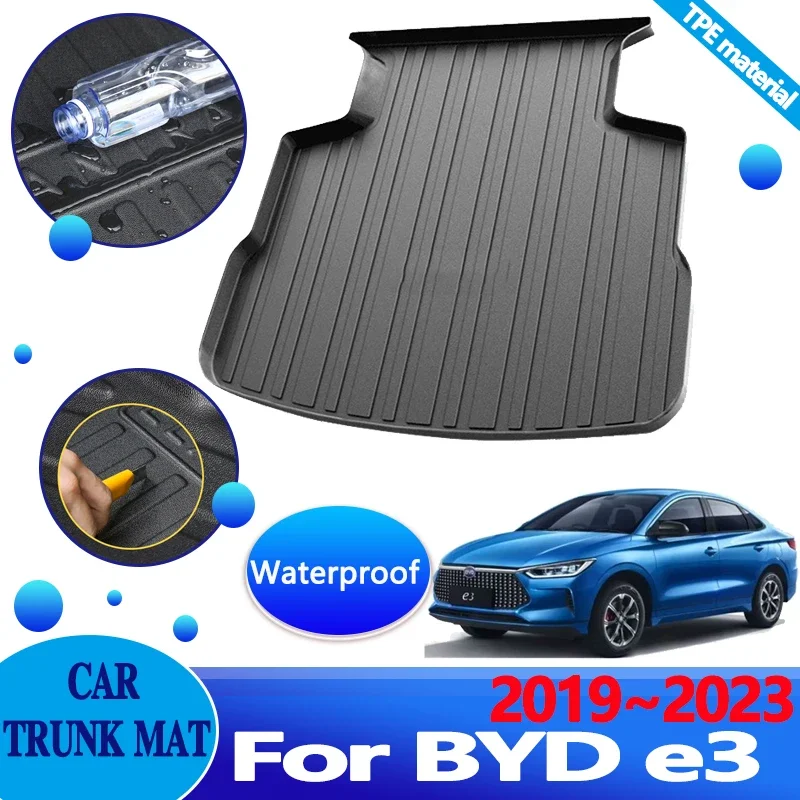 for BYD e3 Accessories 2019 2020 2021~2023 Car Trunk Mats Anti-dirty Liner Waterproof Carpet Protector TPE Material Storage Pad