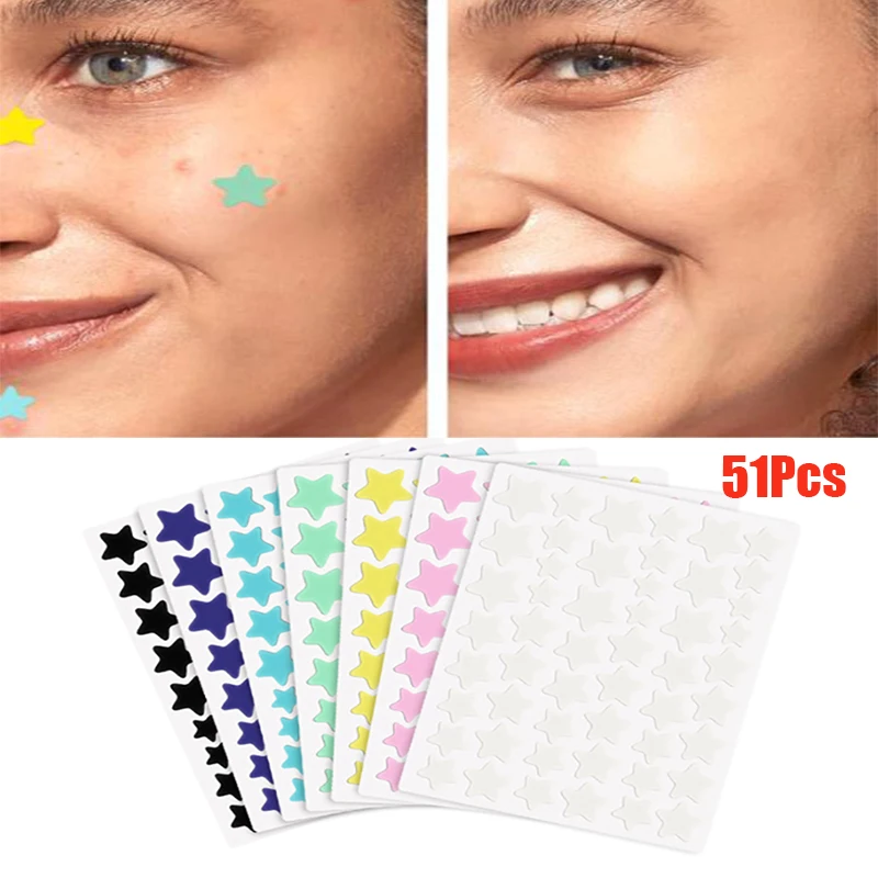 51Pcs Acne Patch Facial Skin Care Fade Blemishes Pimple Marks Closed Acne Blemishes Cover Acne Pimple Repair Patch