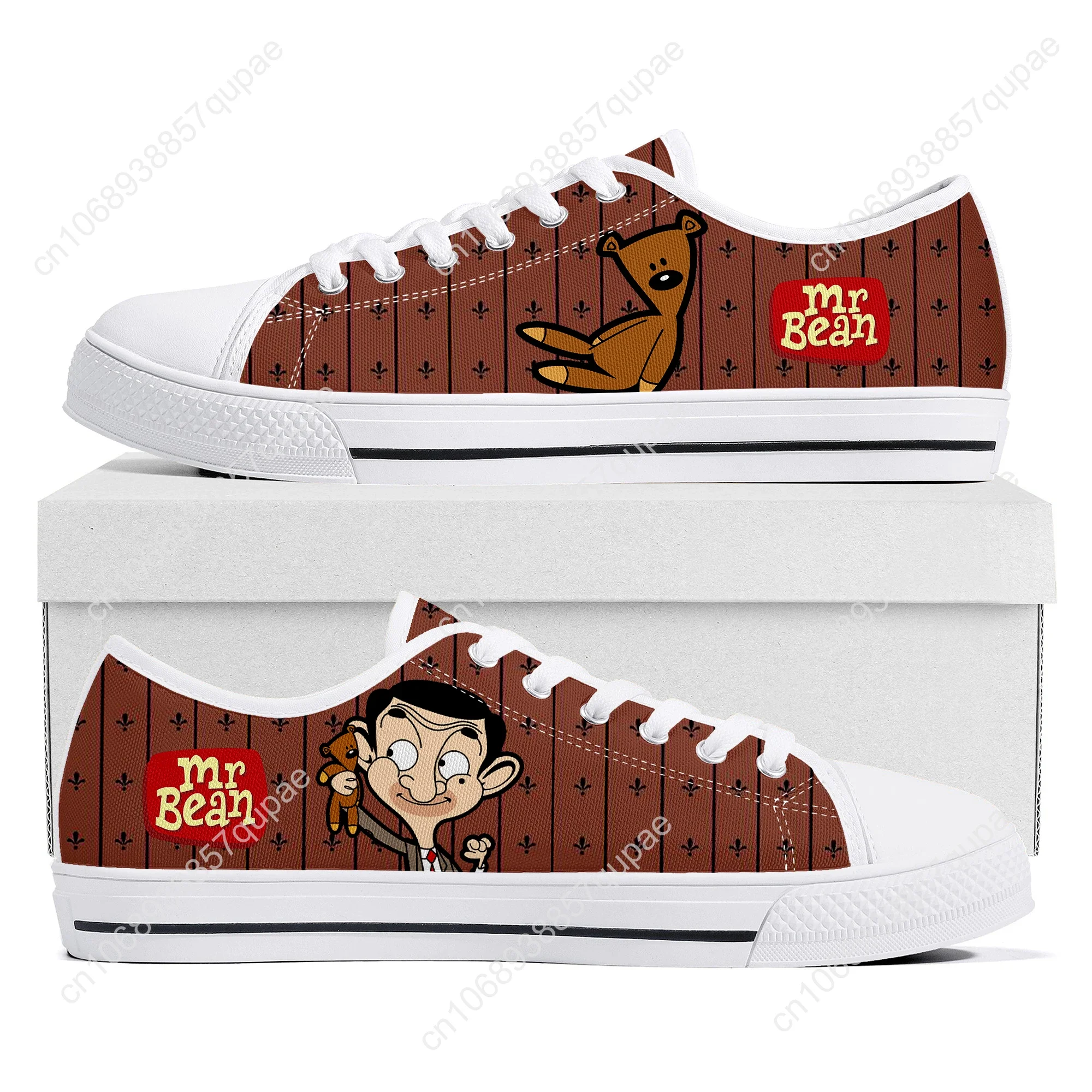 Mr Bean Cartoon Anime Low Top Sneaker Men Women Teenager Canvas High Quality Sneaker Casual Custom Made Shoes Customize DIY Shoe - view 2