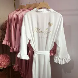 Personalized Design Short Robe Bride Kimono Bridesmaid Gift Silk Bathrobe Soft Mother of the Bride Bath Robes Maid of the Honour