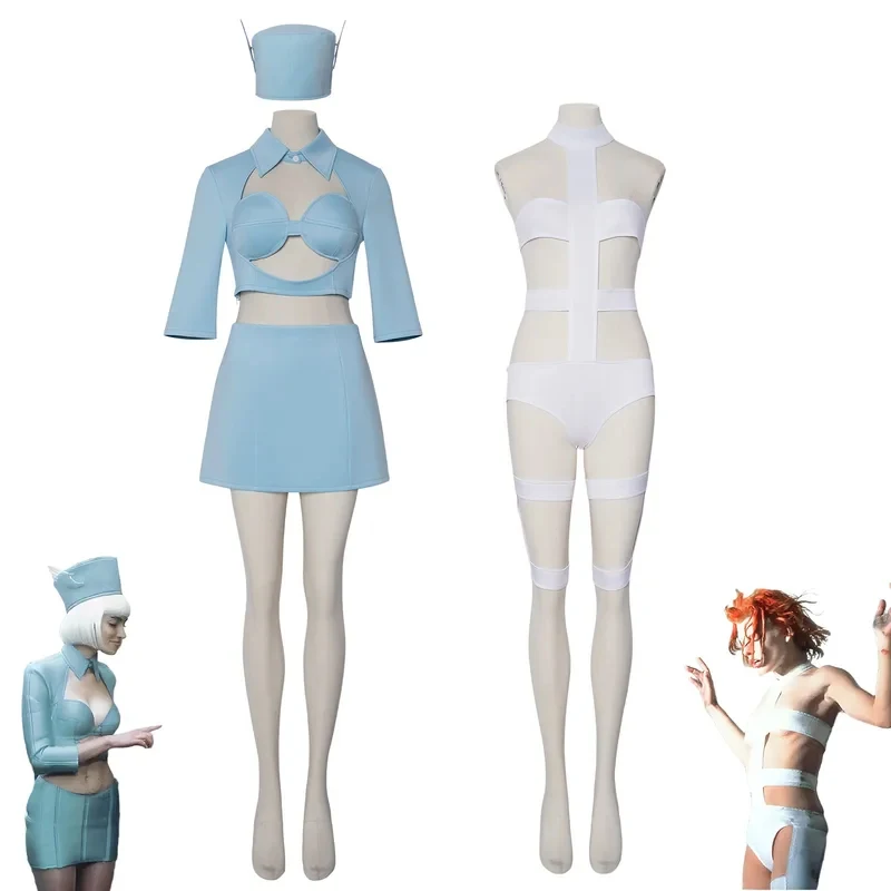 Movie The Fifth Element Cosplay Adult Women Vintage Airline Stewardess Halloween Costume For Retro Party FD1;6 - view 2