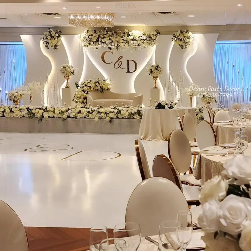 

Customized LED Wedding Backdrop Stand Decoration Pvc Background Wall Event Stage Decoration Supplies Square Wedding Arch