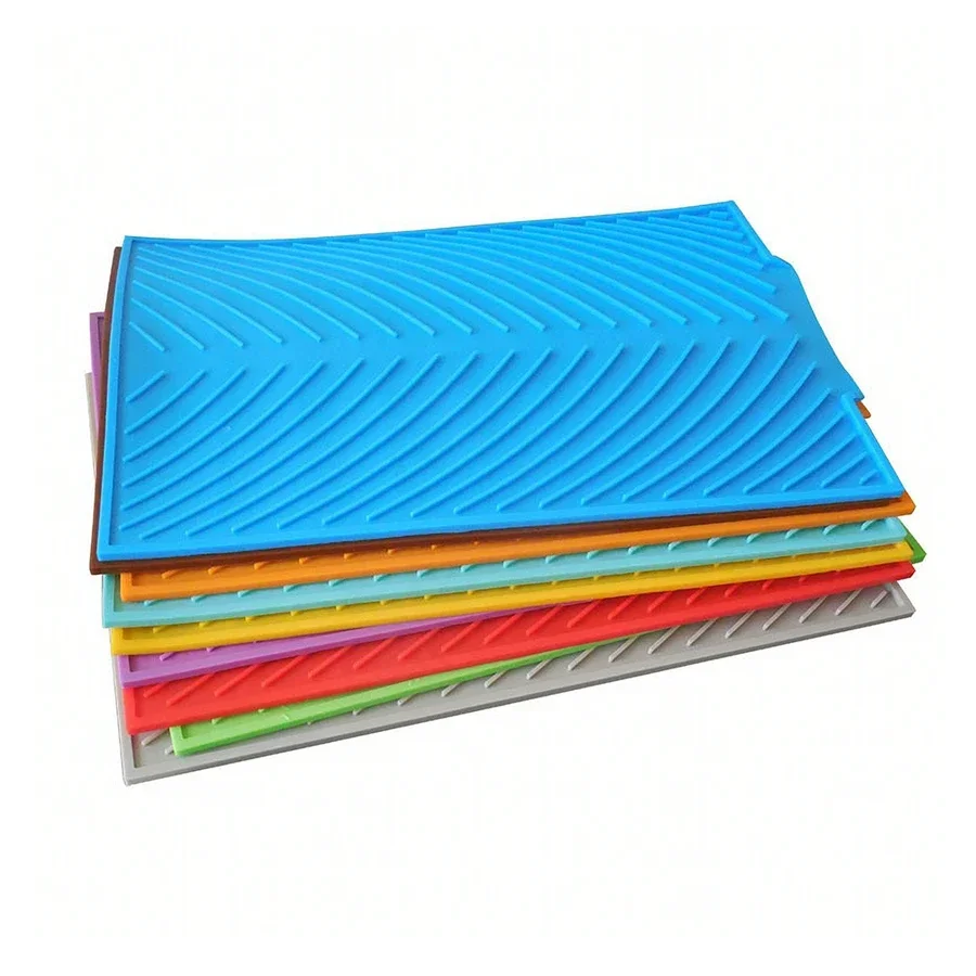 Silicone Square Dish Drying Mat Heat Resistant Dining Tableware Durable Pad Mat For Dishes Table Placemats Kitchen Accessories