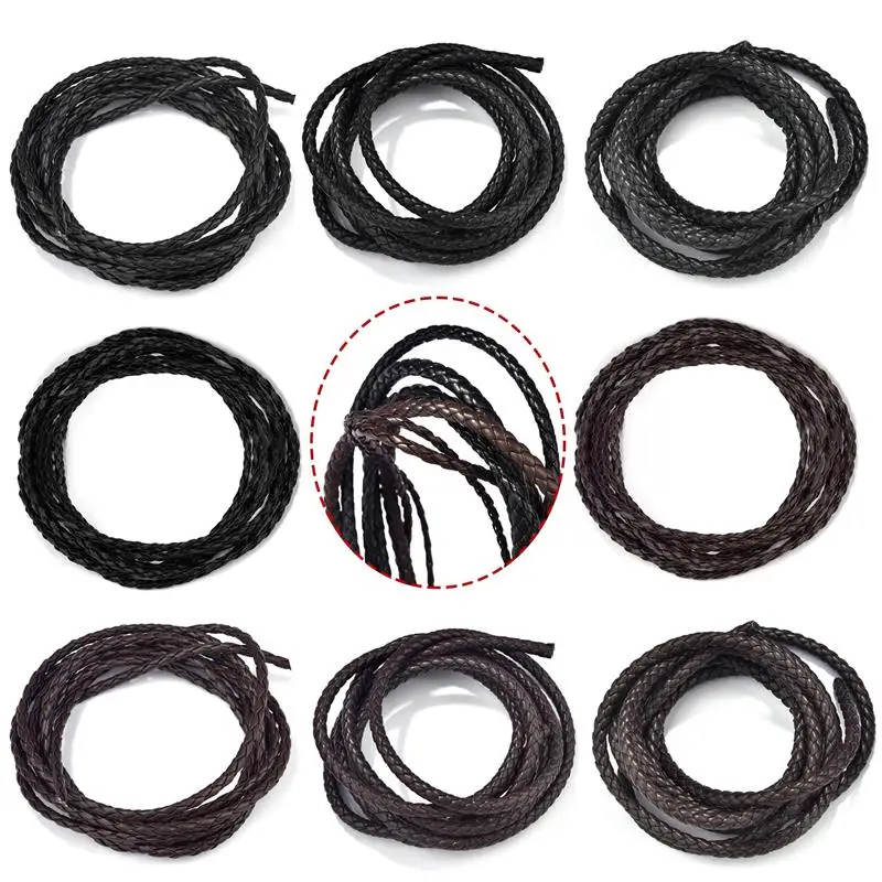 2 Meters 3mm/4mm/5mm/6mm Four Strand Cores Artificial Leather Braided Rope Cords For DIY Sewing Woven Necklace Bracelet Supplies